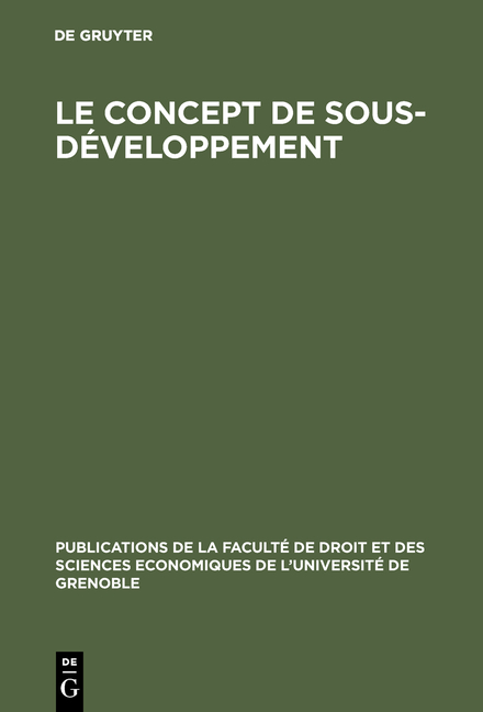 Le concept de sous-développement - Jacques Freyssinet