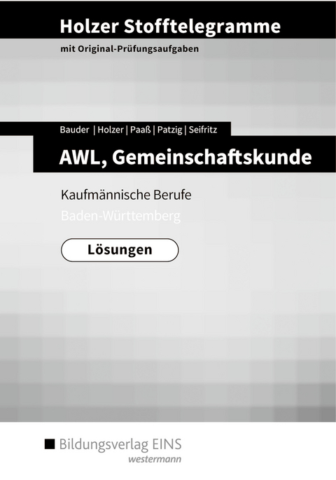 Holzer Stofftelegramme Baden-Württemberg / Holzer Stofftelegramme Baden-Württemberg – AWL, Gemeinschaftskunde - Markus Bauder, Volker Holzer, Thomas Paaß, Ulrich Patzig, Christian Seifritz