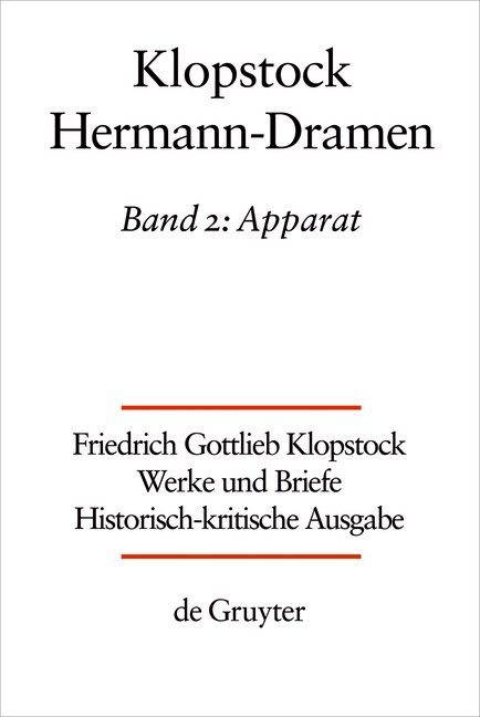 Friedrich Gottlieb Klopstock: Werke und Briefe. Abteilung Werke VI: Hermann-Dramen / Apparat - 