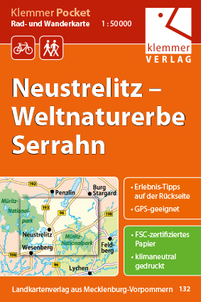 Klemmer Pocket Rad- und Wanderkarte Neustrelitz – Weltnaturerbe Serrahn - 