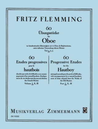 60 Übungsstücke in fortschreitender Schwierigkeit, für Oboe. Tl.1 - Fritz Flemming