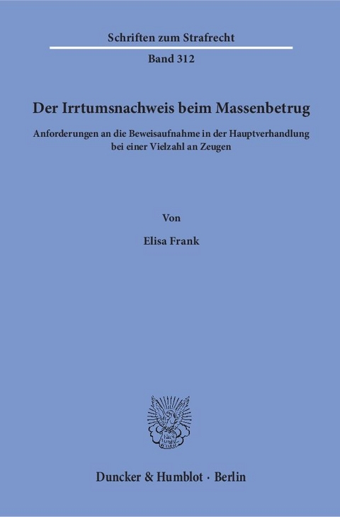 Der Irrtumsnachweis beim Massenbetrug. - Elisa Frank