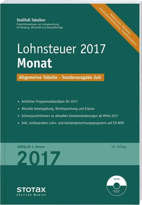 Tabelle, Lohnsteuer 2017 Monat - Sonderausgabe Juli