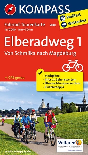 Fahrrad-Tourenkarte Elberadweg 1, Von Schmilka nach Magdeburg - 