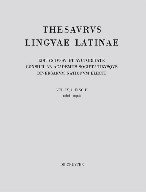 Thesaurus linguae Latinae. . / nebel - nemo - 