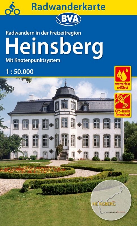 Radwanderkarte BVA Radwandern in der Freizeitregion Heinsberg 1:50.000, reiß- und wetterfest und mit GPS-Track-Download der ausgeschilderten Routen