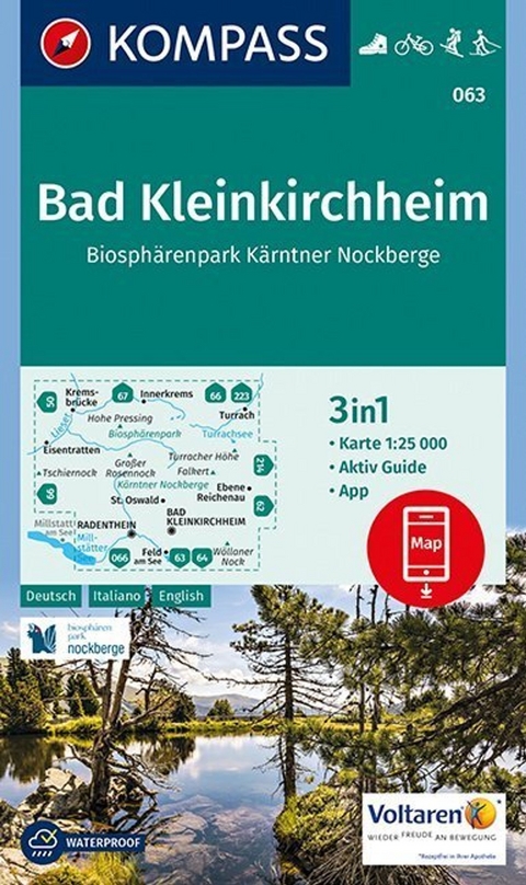 KOMPASS Wanderkarte 063 Bad Kleinkirchheim, Biosphärenpark Kärntner Nockberge - 