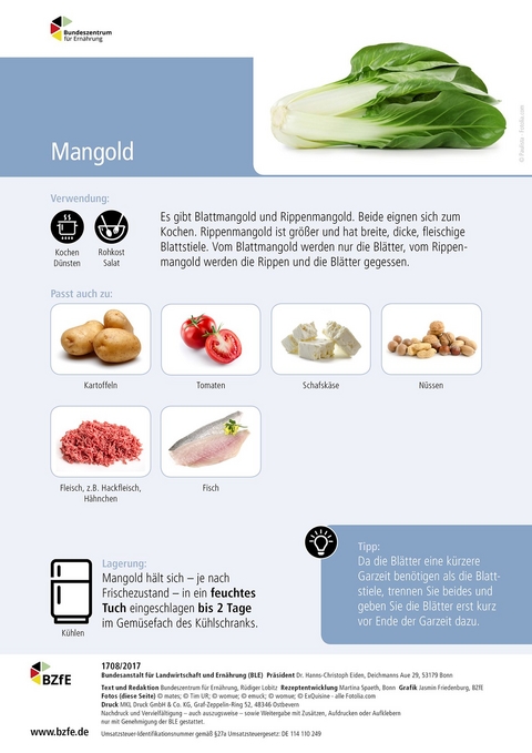 Lebensmittel-Infoblatt: Mangold - Rüdiger Lobitz, Martina Spaeth