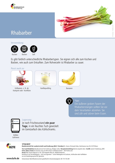 Lebensmittel-Infoblatt: Rhabarber - Rüdiger Lobitz, Martina Spaeth