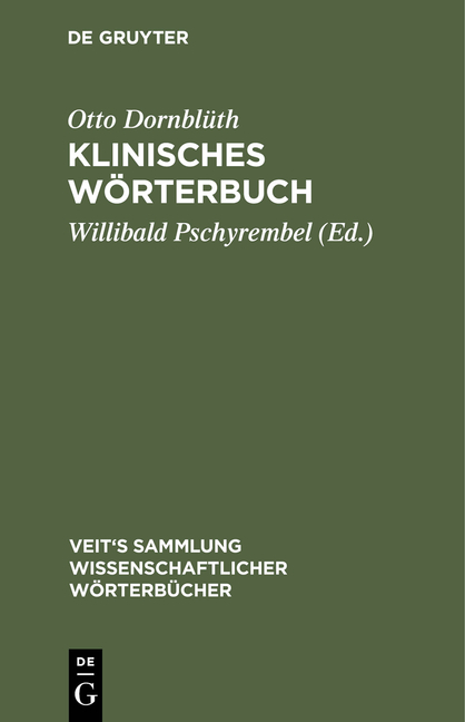 Klinisches Wörterbuch - Otto Wilhelm Albert Julius Dornblüth