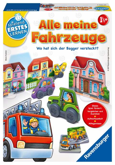 Ravensburger 24722 - Alle meine Fahrzeuge - Lernspiel für die ganz Kleinen - Zuordnungsspiel für Kinder ab 2 Jahren, Spielend erstes Lernen für 1-3 Spieler - Marco Teubner