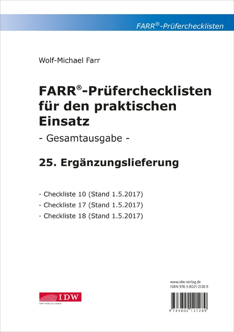 FARR Prüferchecklisten für den praktischen Einsatz - Wolf-Michael Farr