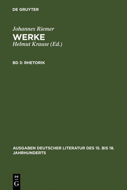 Johannes Riemer: Werke / Rhetorik - Johannes Riemer