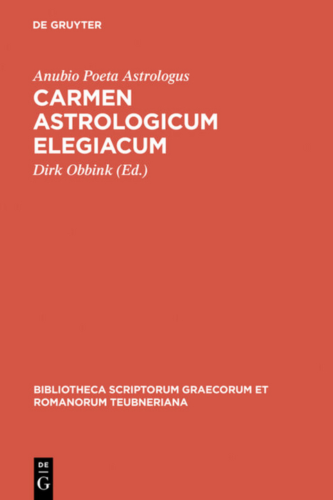 Carmen astrologicum elegiacum -  Anubio Poeta Astrologus