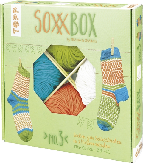SoxxBox No. 3 - Orange/ Türkis/ Grün/ Weiß - Kerstin Balke