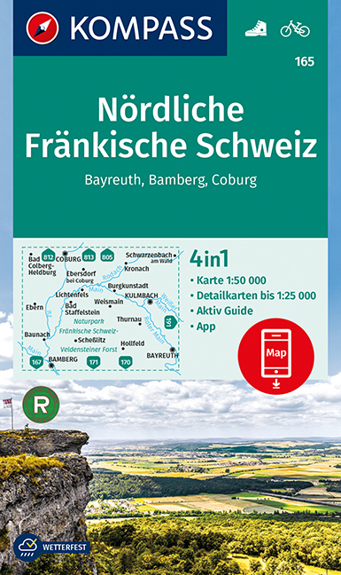 KOMPASS Wanderkarte Nördliche Fränkische Schweiz, Bayreuth, Bamberg, Coburg - 