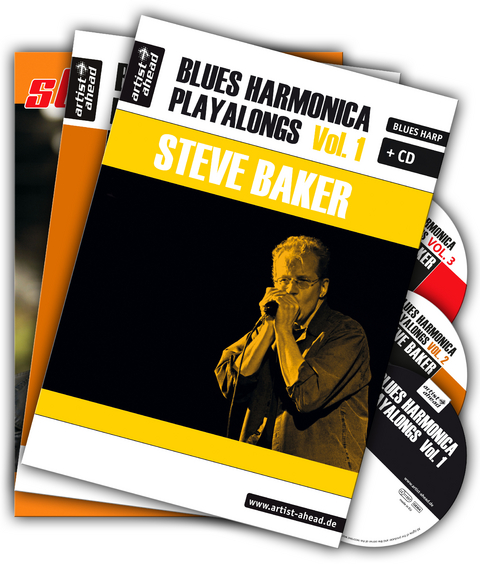 Blues Harmonica Playalongs Vol. 1-3 im Set, drei Bücher & drei CDs - Steve Baker