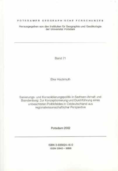 Sanierungs- und Konsolidierungspolitik in Sachsen-Anhalt und Brandenburg - Elke Hochmuth