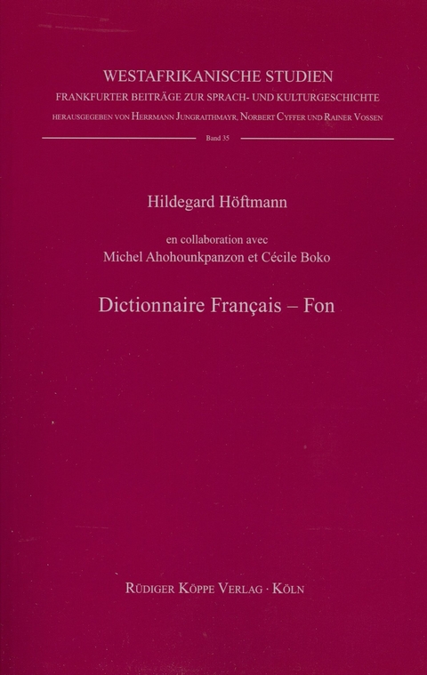 Dictionnaire Français–Fon - Hildegard Höftmann