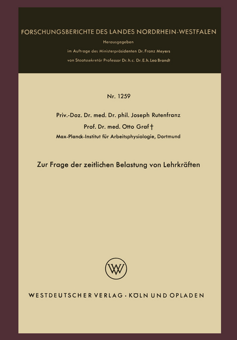 Zur Frage der zeitlichen Belastung von Lehrkräften - Joseph Rutenfranz