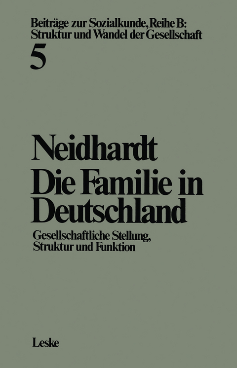 Die Familie in Deutschland - Friedhelm Neidhardt