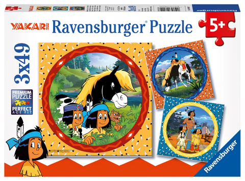 Ravensburger Kinderpuzzle - 08000 Yakari, der tapfere Indianer - Yakari-Puzzle für Kinder ab 5 Jahren, mit 3x49 Teilen