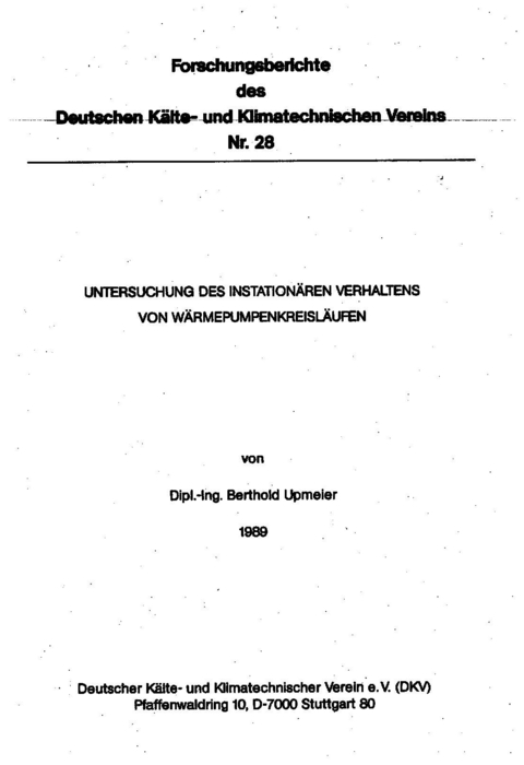 Untersuchung des instationären Verhaltens von Wärmepumpenkreisläufen - Berthold Upmeier