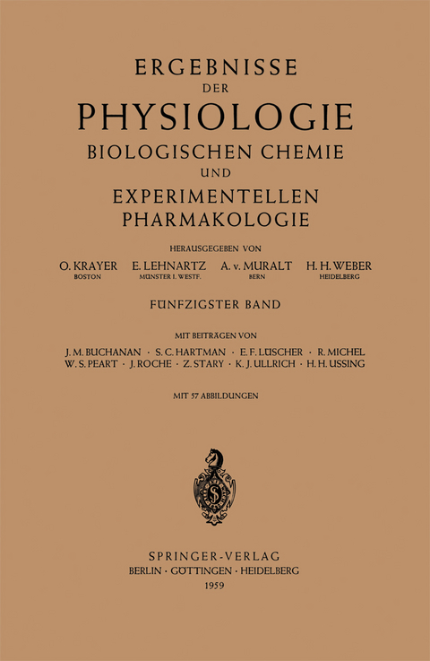 Ergebnisse der Physiologie Biologischen Chemie und Experimentellen Pharmakologie - 