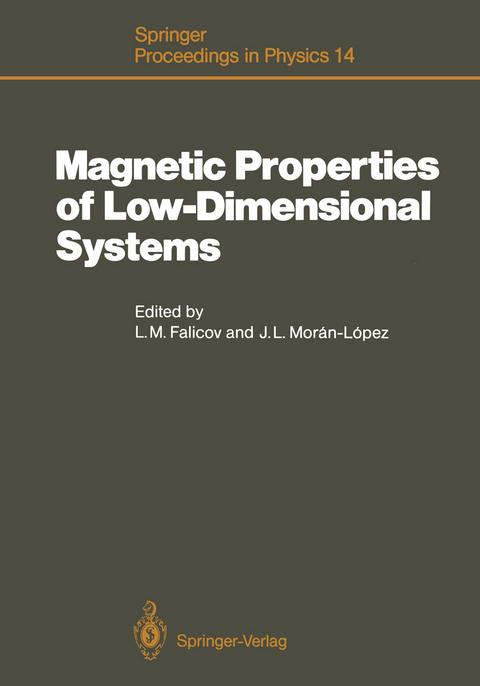 Magnetic Properties of Low-Dimensional Systems - 