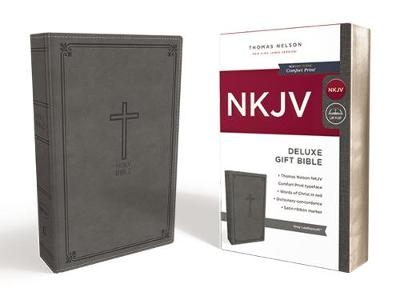 NKJV, Deluxe Gift Bible, Leathersoft, Gray, Red Letter, Comfort Print -  Thomas Nelson