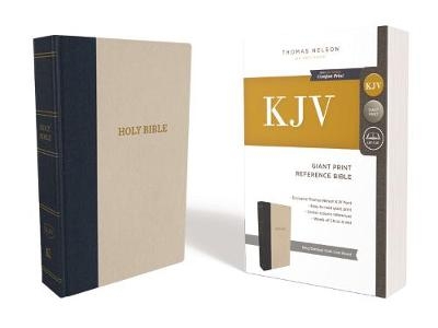 KJV Holy Bible, Giant Print Center-Column Reference Bible, Blue/Tan Cloth over Board, 53,000 Cross References,  Red Letter, Comfort Print: King James Version -  Thomas Nelson