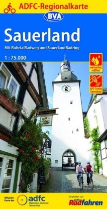 ADFC-Regionalkarte Sauerland mit Tagestouren-Vorschlägen, 1:75.000, reiß- und wetterfest, GPS-Tracks Download