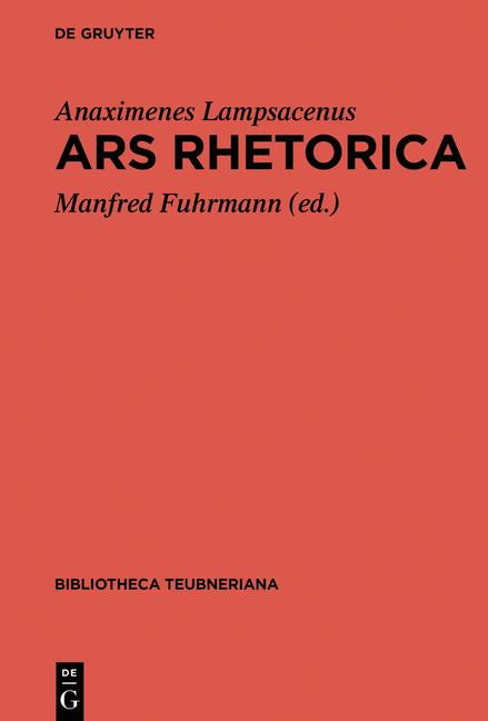 Ars Rhetorica -  Anaximenes Lampsacenus