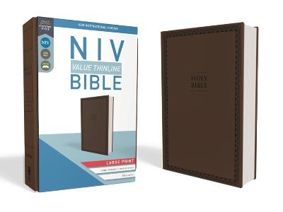 NIV, Value Thinline Bible, Large Print, Leathersoft, Brown, Comfort Print -  Zondervan