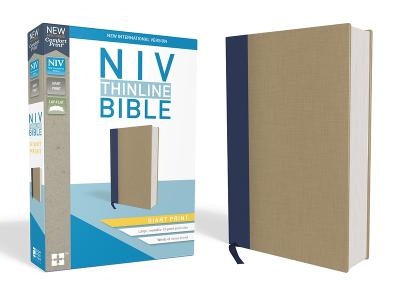 NIV, Thinline Bible, Giant Print, Cloth over Board, Blue/Tan, Red Letter Edition, Comfort Print -  Zondervan