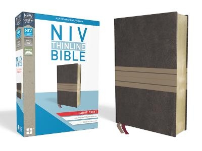 NIV, Thinline Bible, Large Print, Leathersoft, Brown/Tan, Red Letter, Comfort Print -  Zondervan