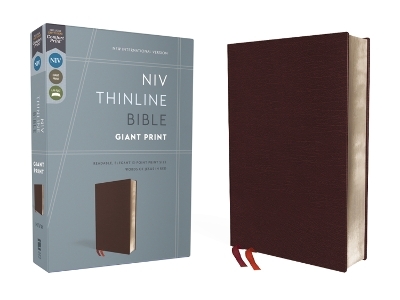 NIV, Thinline Bible, Giant Print, Bonded Leather, Burgundy, Red Letter, Comfort Print -  Zondervan