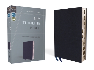 NIV, Thinline Bible, Bonded Leather, Navy, Red Letter, Thumb Indexed, Comfort Print -  Zondervan
