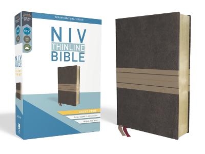 NIV, Thinline Bible, Giant Print, Leathersoft, Brown/Tan, Red Letter, Comfort Print -  Zondervan