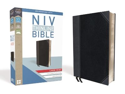 NIV, Thinline Bible, Large Print, Leathersoft, Black/Gray, Red Letter, Comfort Print -  Zondervan