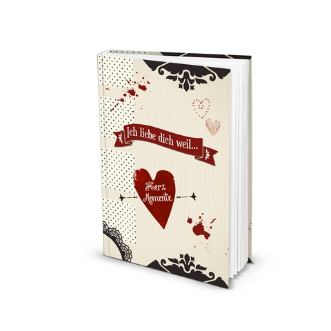 Notizbuch "Ich liebe dich weil..." (Hardcover A5, Blankoseiten)