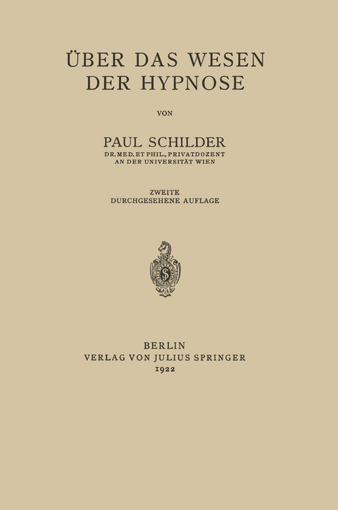 Über das Wesen der Hypnose - Paul Schilder