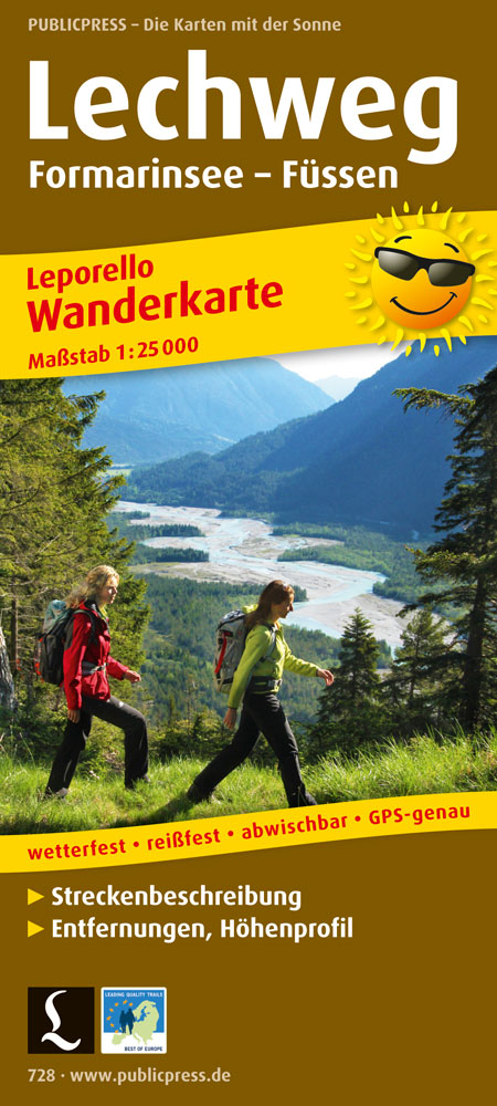 Lechweg, Formarinsee - Füssen, Wanderkarte 1:25.000