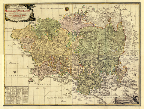 Historische Karte: MARKGRAFSCHAFT OBERLAUSITZ 1759 [gerollt] - Peter Schenk
