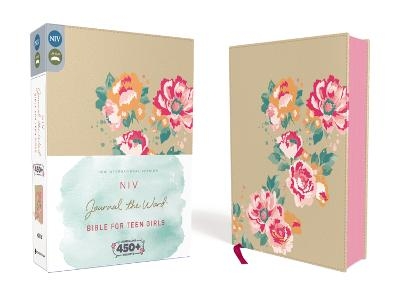NIV, Journal the Word Bible for Teen Girls, Leathersoft over Board, Gold/Floral, Red Letter -  Zondervan