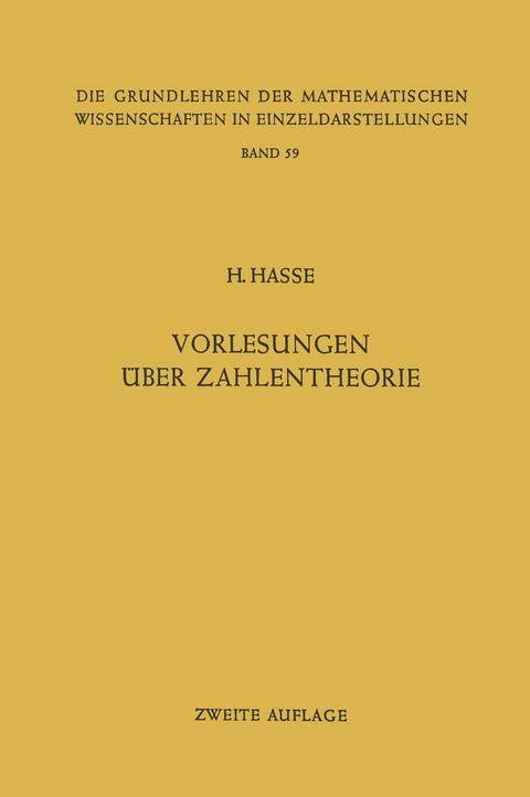 Vorlesungen über Zahlentheorie - Helmut Hasse