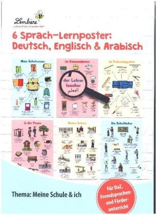 6 Sprach-Lernposter: Deutsch, Englisch & Arabisch. Meine Schule und ich