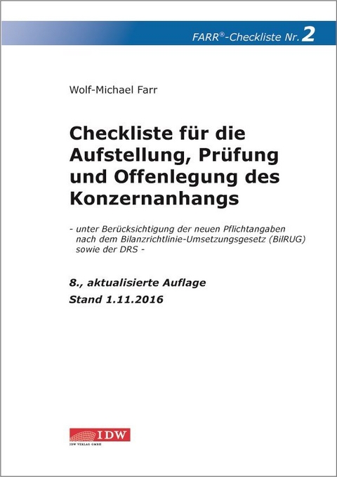 Farr, Checkliste 2 (Konzernanhang), 8. A. - Wolf-Michael Farr