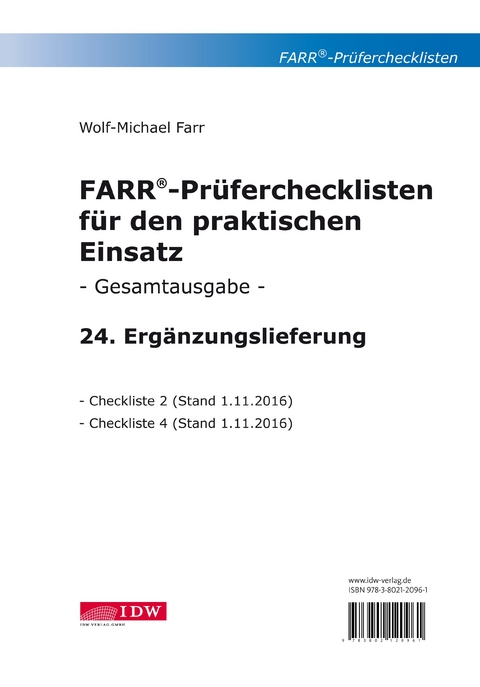 FARR Prüferchecklisten für den praktischen Einsatz - Wolf-Michael Farr