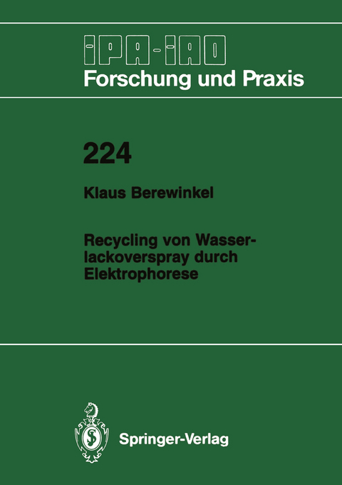 Recycling von Wasserlackoverspray durch Elektrophorese - Klaus Berewinkel